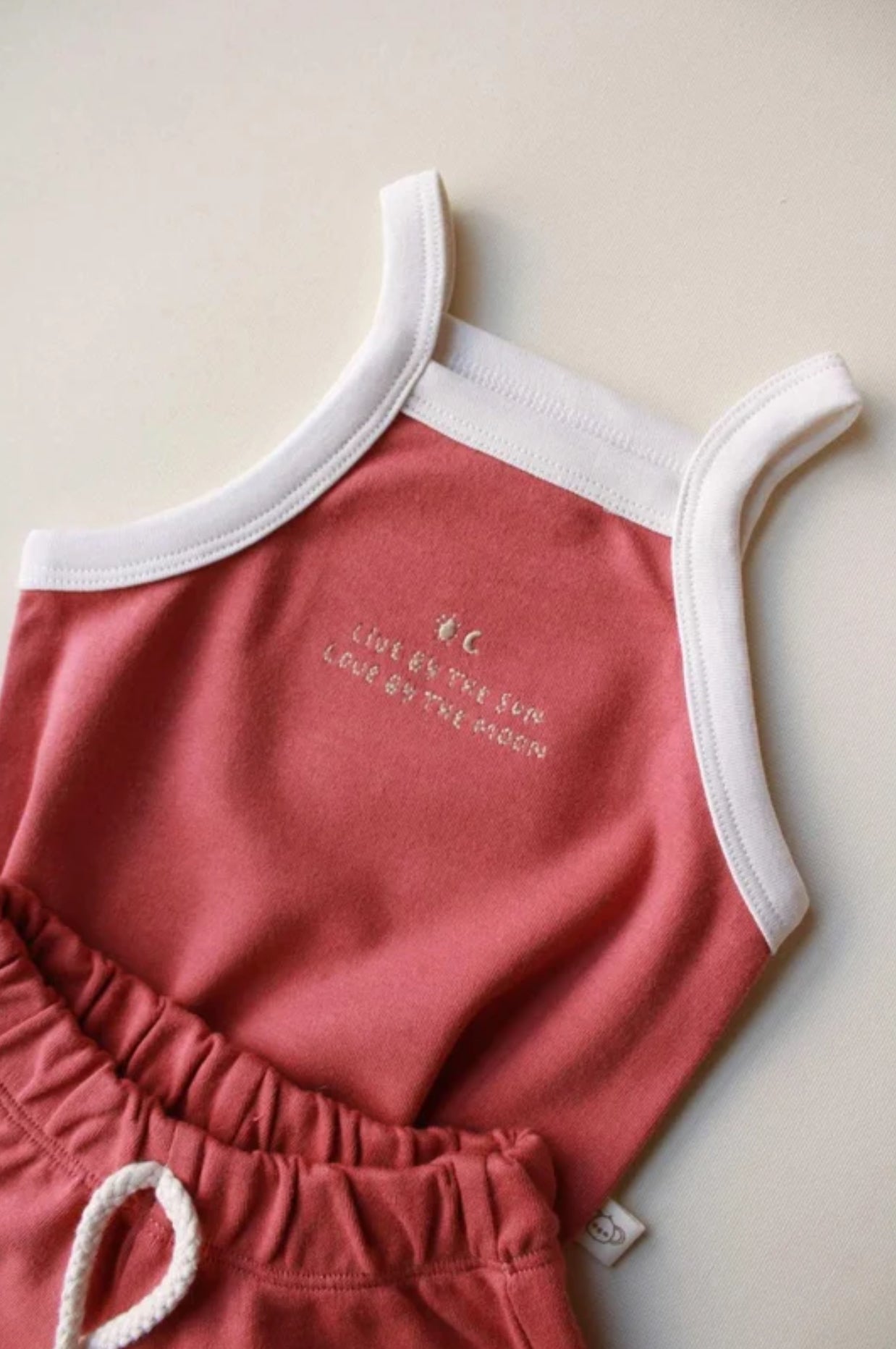 DARK ORANGE STRAP SHORTS SET