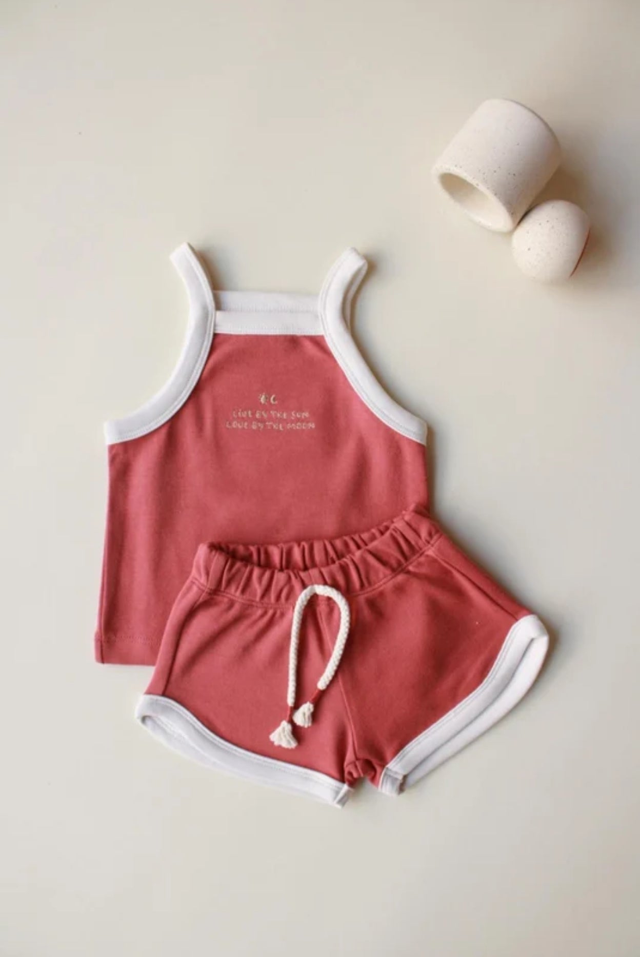 DARK ORANGE STRAP SHORTS SET