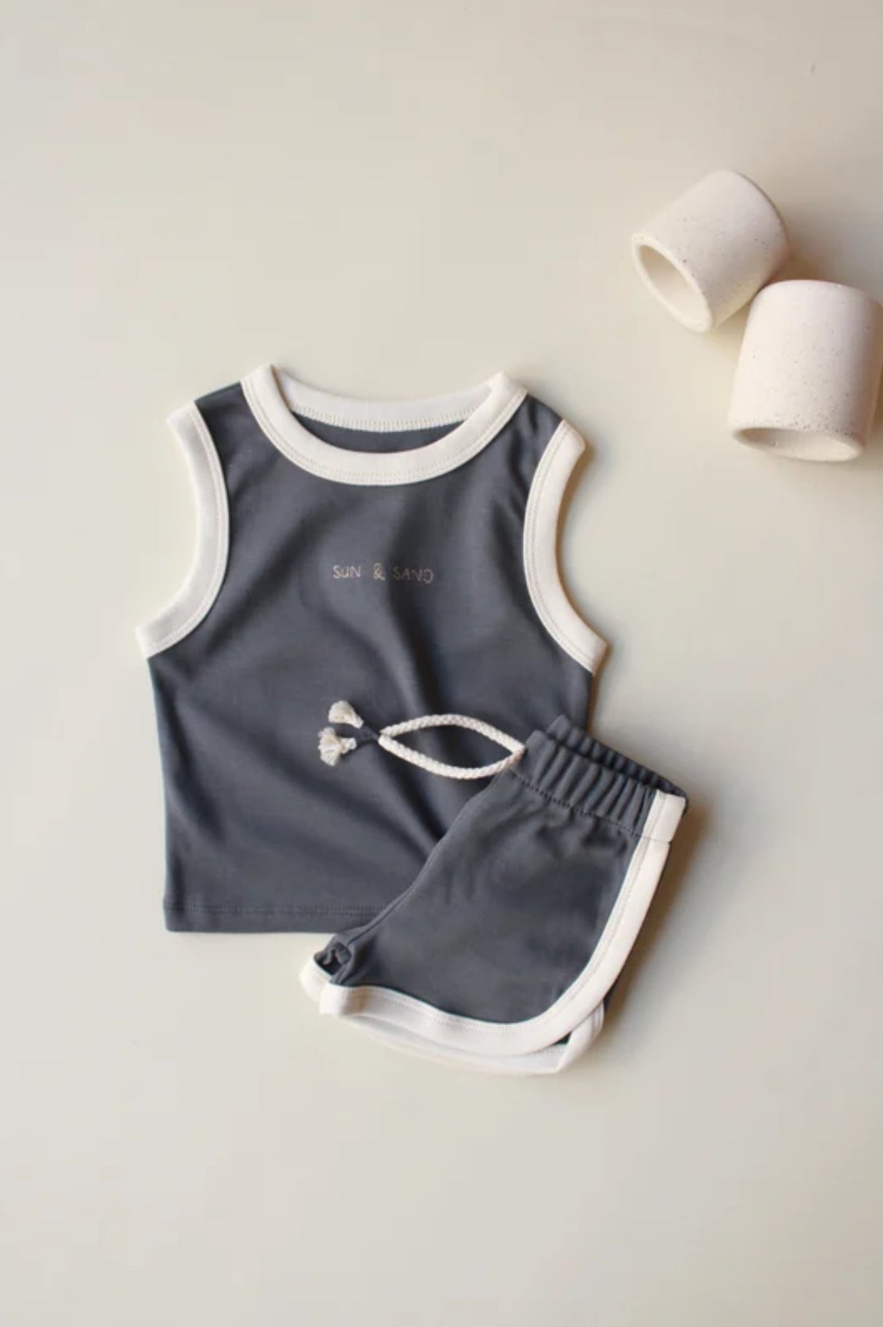 SUN & SAND DARK GREY SHORTS SET