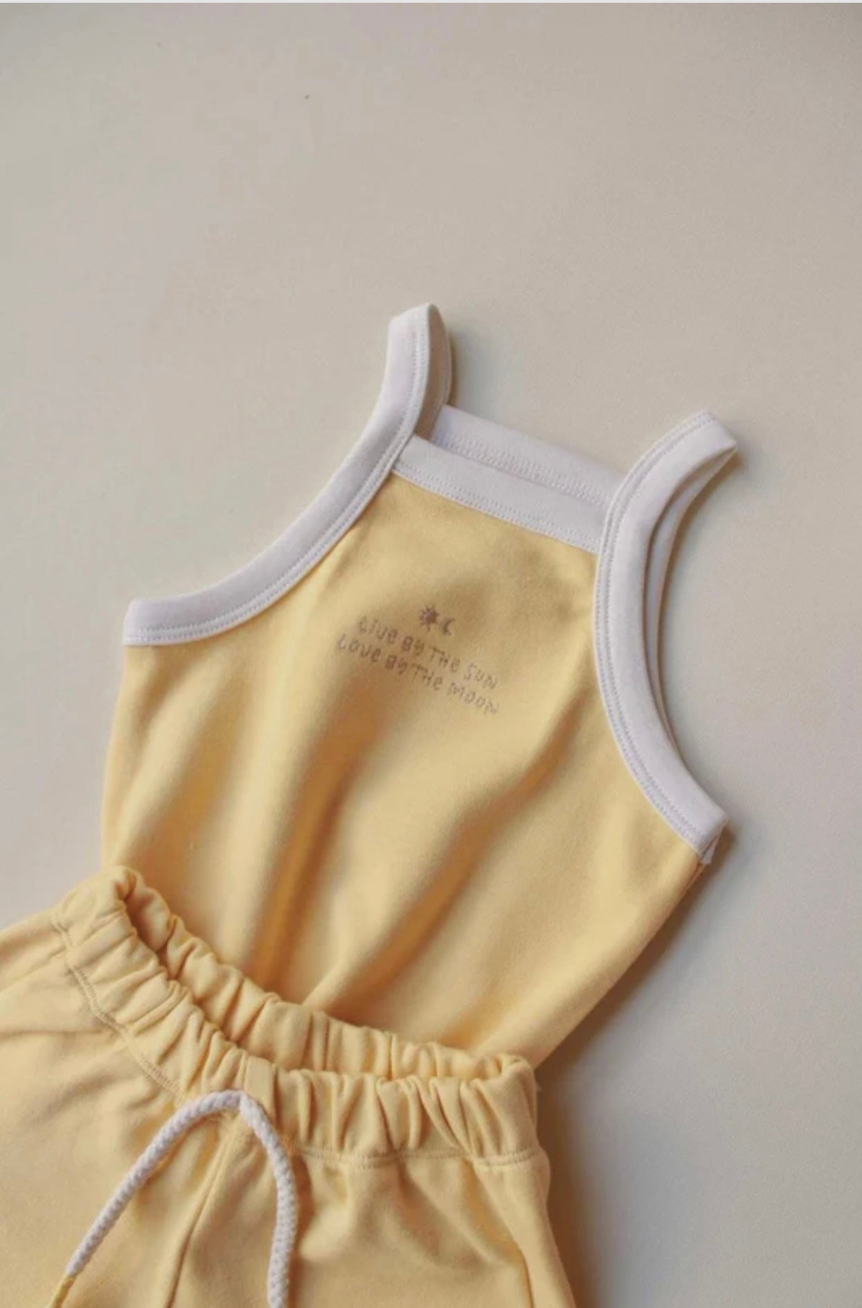 PASTEL YELLOW STRAP SHORTS SET